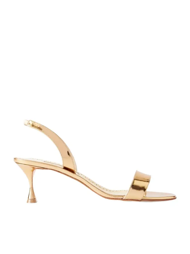 Manolo Blahnik Cupisanpla 50 Metallic Leather Slingback Sandals