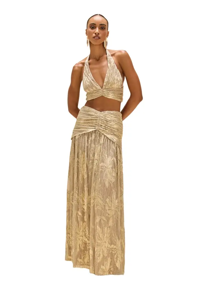 PatBo GOLDEN DUST LUREX MAXI SKIRT