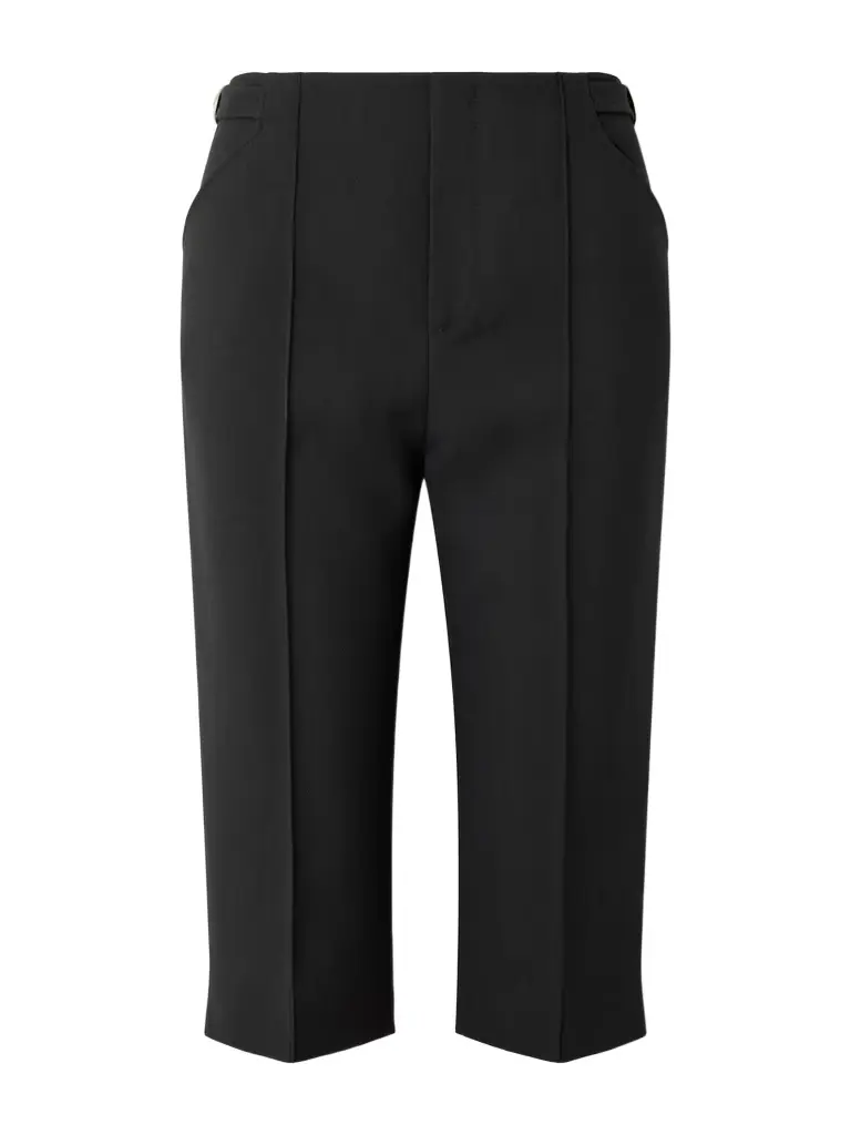 Chloé Buckle-embellished Wool-crepe Straight-leg Capri Pants