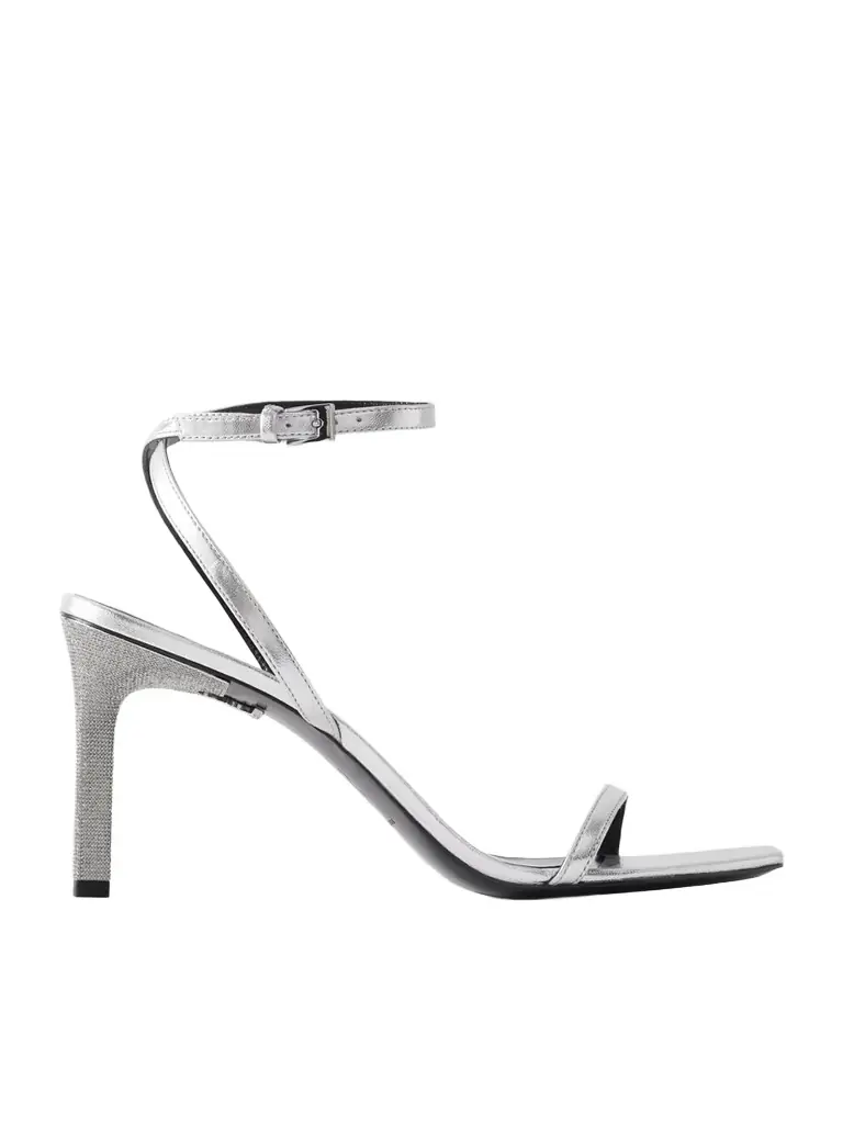 Tory Burch Crystal-embellished Metallic Leather Sandals