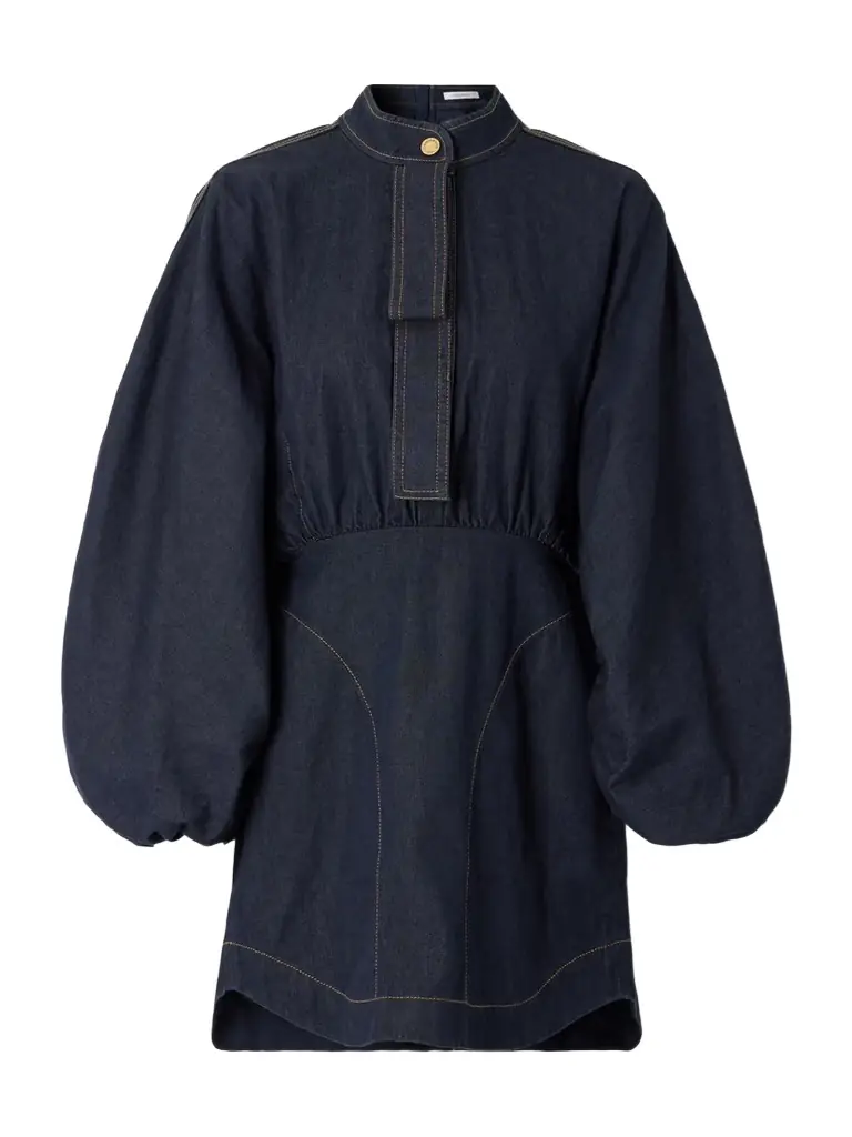Zimmermann Gathered Denim Mini Dress