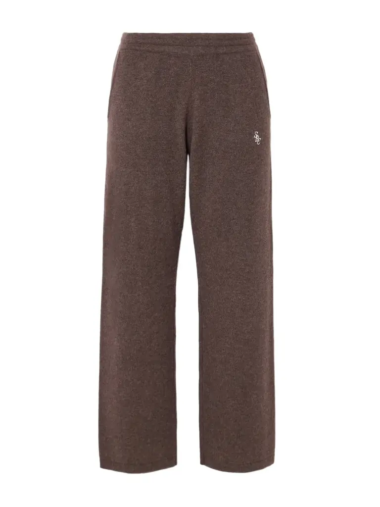 Sporty & Rich Src Embroidered Cashmere And Wool-blend Pants