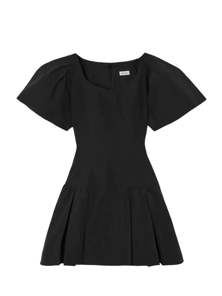 Simkhai Hattie Pleated Cotton-blend Faille Mini Dress