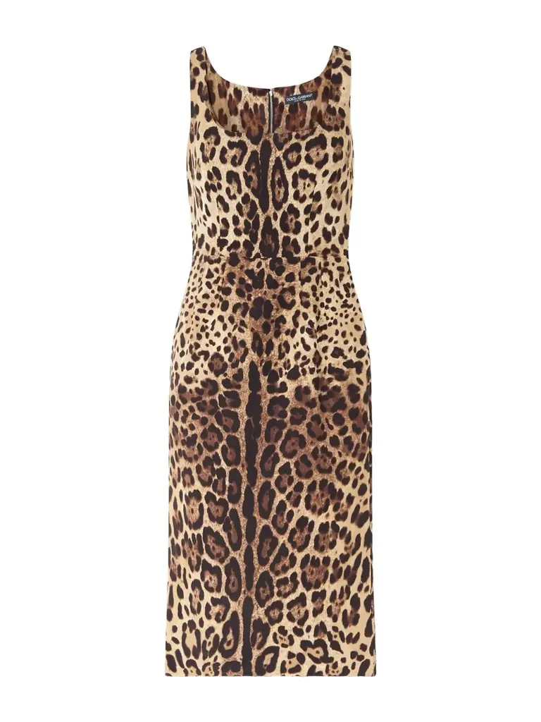 Dolce & Gabbana Leopard-print Silk-blend Satin Midi Dress