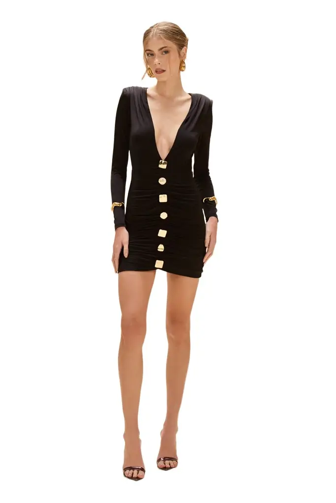 PatBo MOONLIT JERSEY LONG SLEEVE MINI DRESS