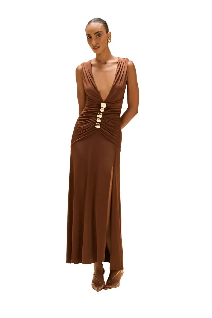PatBo MOONLIT JERSEY PLUNGE GOWN
