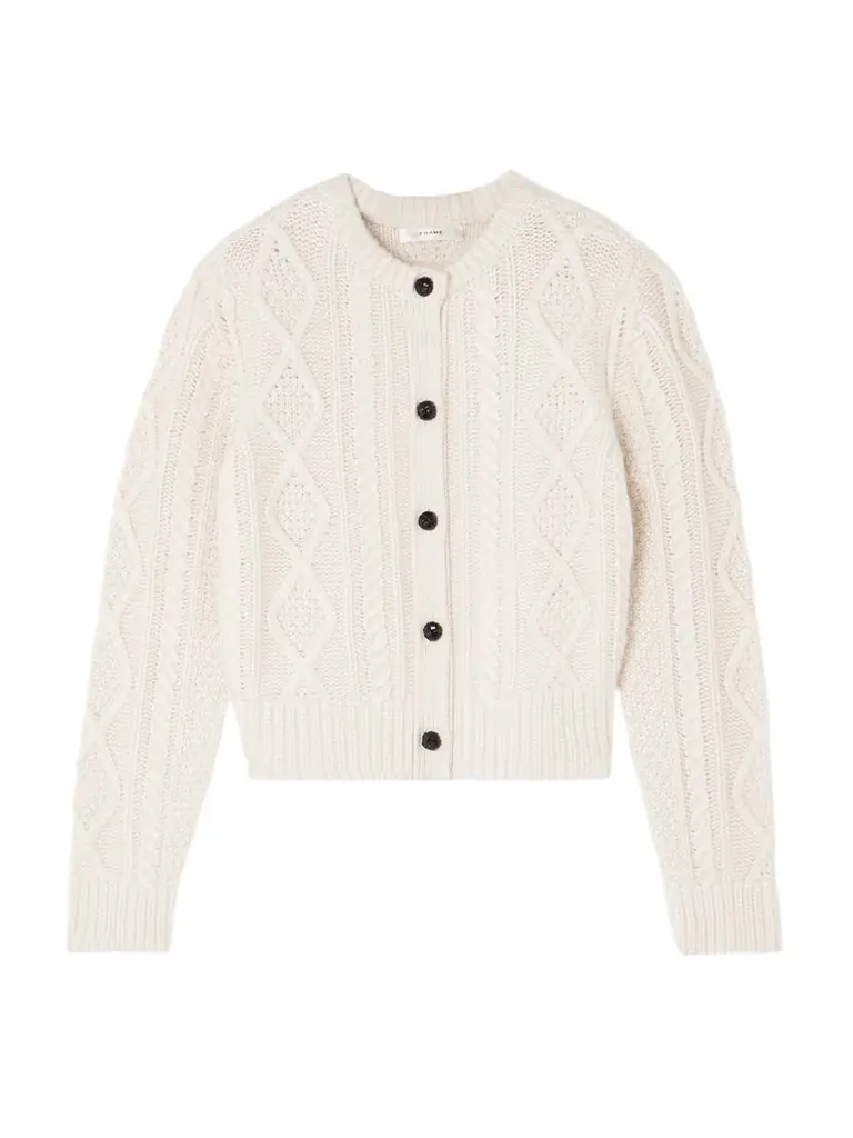 Frame Cable-knit Cashmere Cardigan