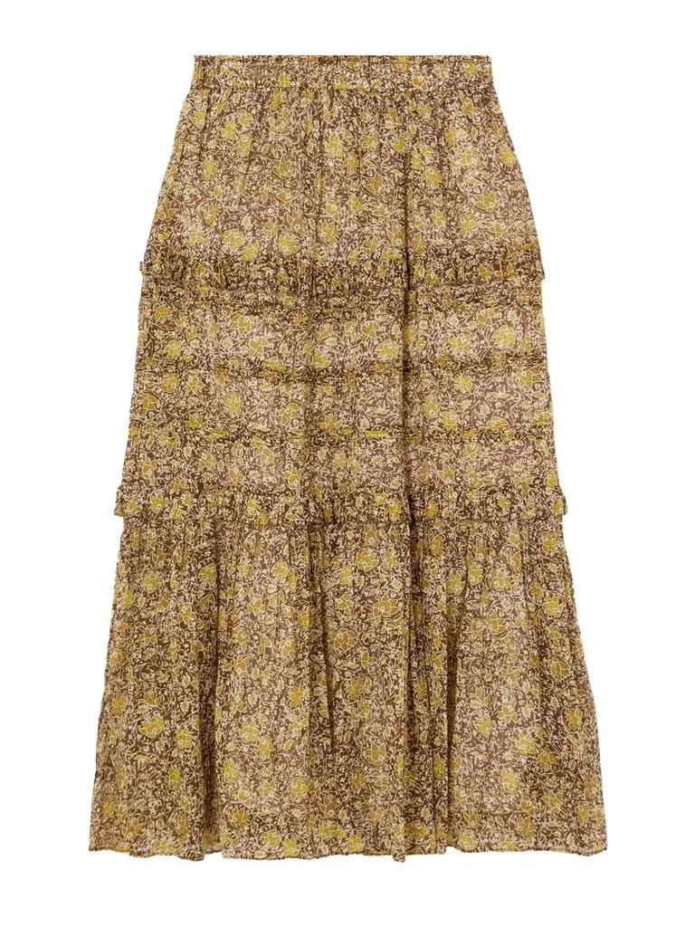 Marant Étoile Volomia Floral-print Tiered Cotton Midi Skirt