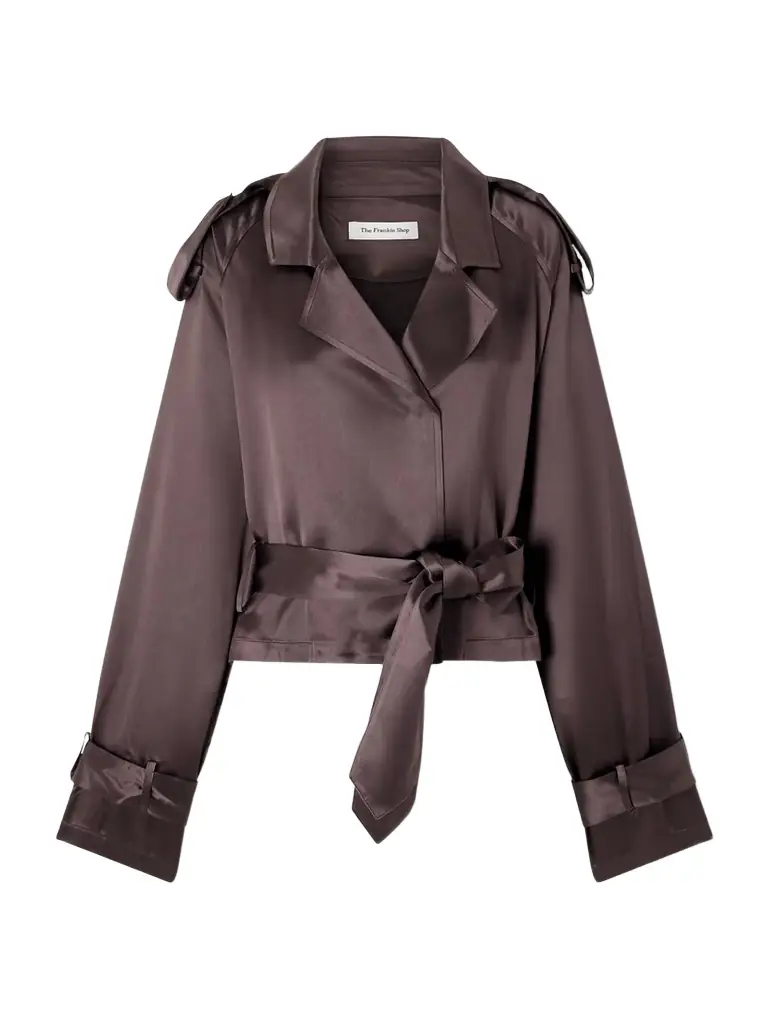 The Frankie Shop Simona Belted Satin Jacket