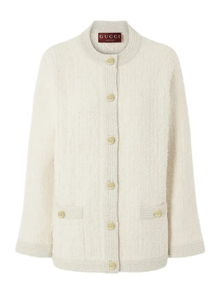 Gucci Metallic Wool-blend Tweed Cardigan