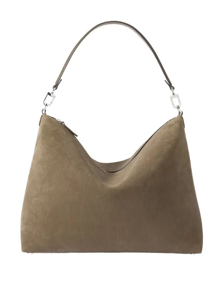 TOTEME Bevel Medium Textured-suede Tote