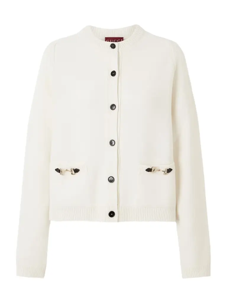 Gucci Horsebit-embellished Leather-trimmed Wool And Cashmere-blend Cardigan