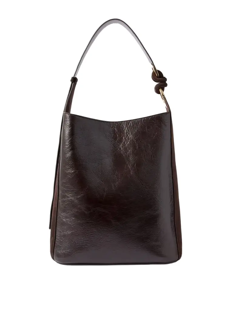 Anya Hindmarch Ringo Suede-trimmed Textured-leather Tote