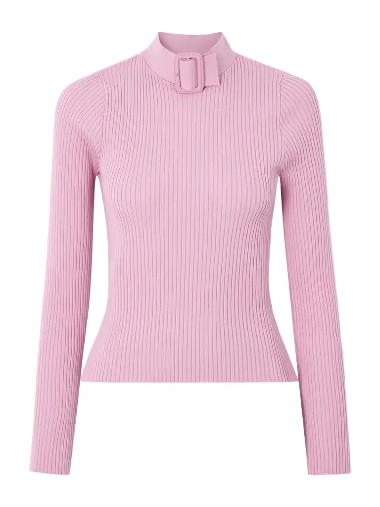 Courreges Buckled Ribbed-knit Top
