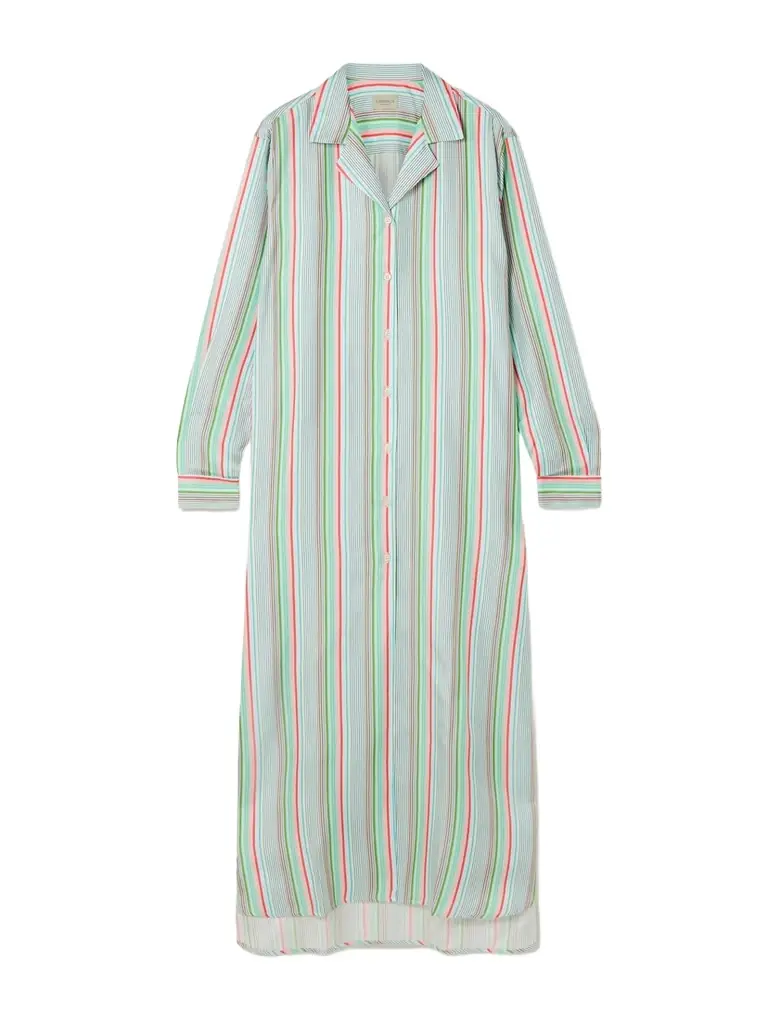 Comme Si Striped Silk-twill Midi Shirt-dress