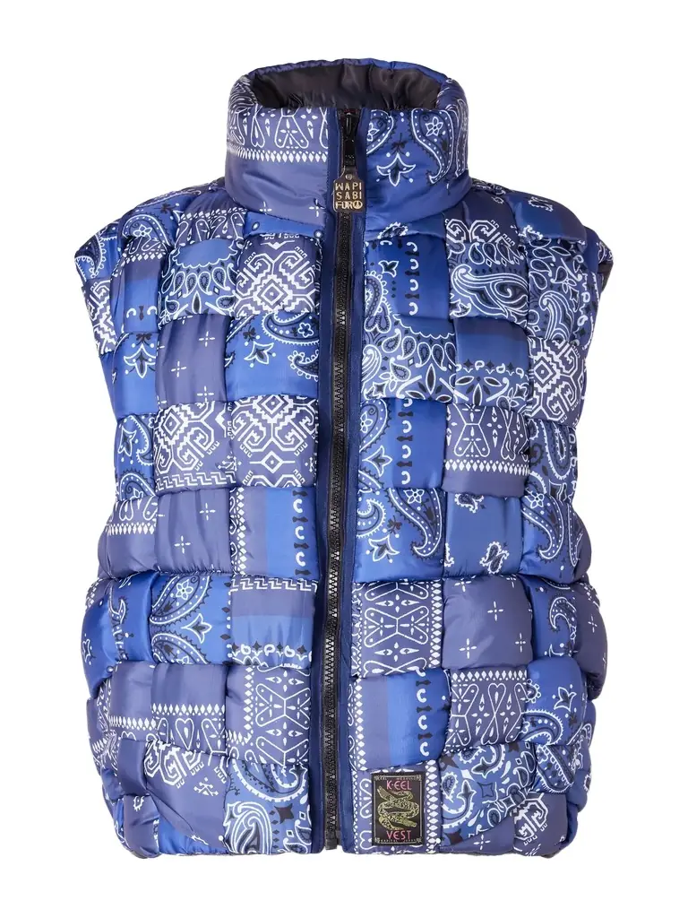 KAPITAL Quilted Patchwork Bandana-Print Shell Gilet - Men
