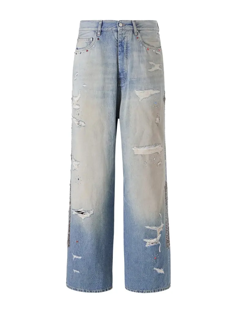 AMIRI Straight-Leg Distressed Studded Jeans - Men