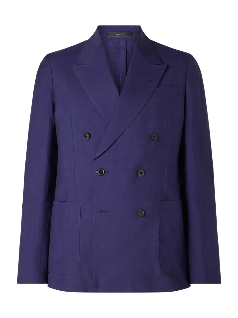 Paul Smith Double-Breasted Wool and Linen-Blend Blazer - Men