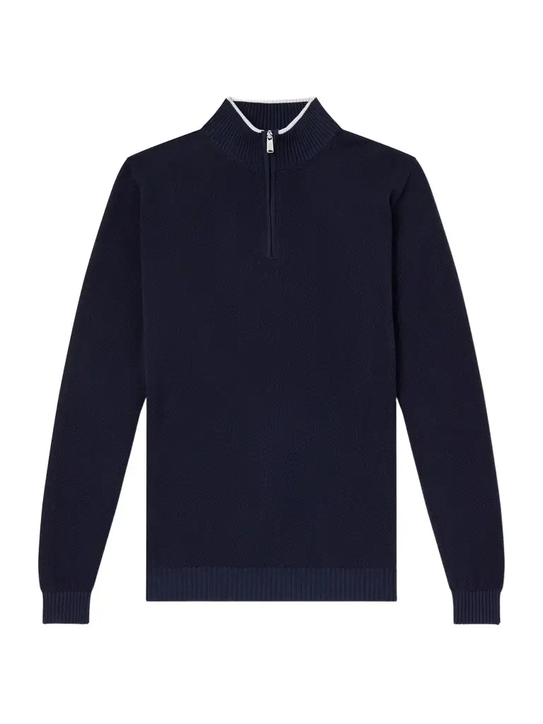 FEDELI Cotton-Piqué Half-Zip Sweater - Men