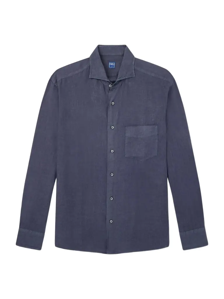 FEDELI Phil Cutaway-Collar Linen Shirt - Men