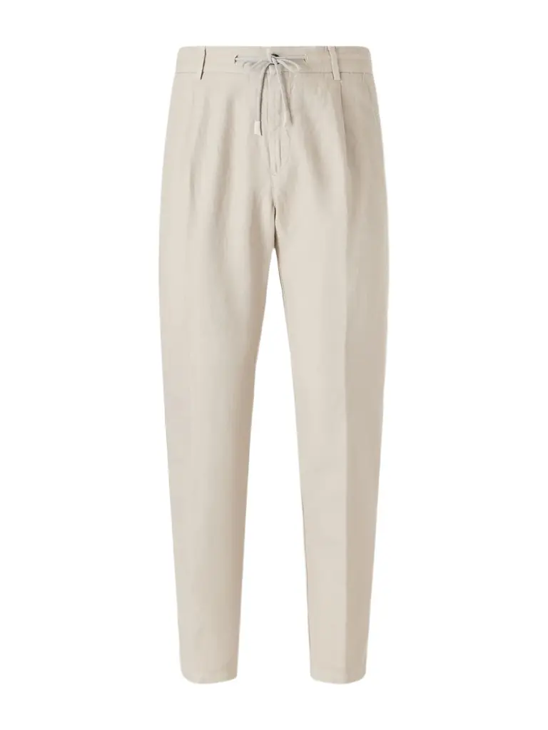 ELEVENTY Straight-Leg Cotton and Linen-Blend Drawstring Trousers - Men
