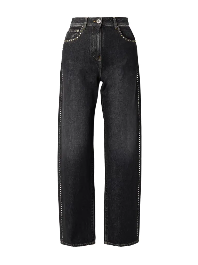 Versace Embellished High-rise Straight-leg Jeans