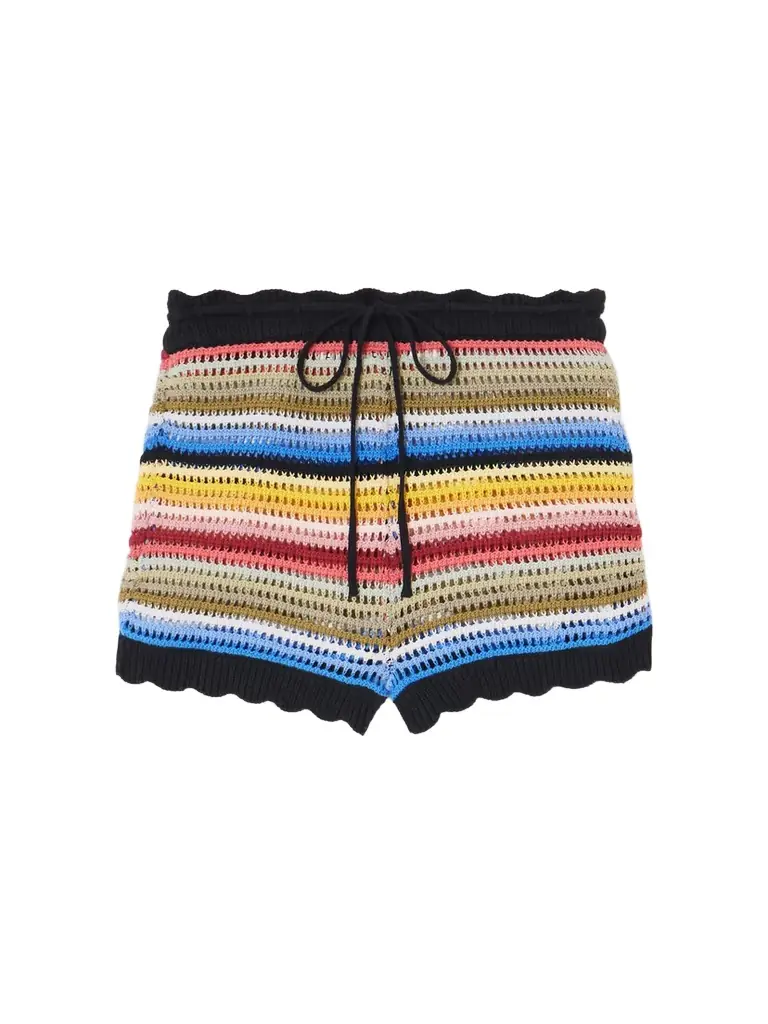 ALIX OF BOHEMIA Shea Striped Crocheted Cotton Shorts