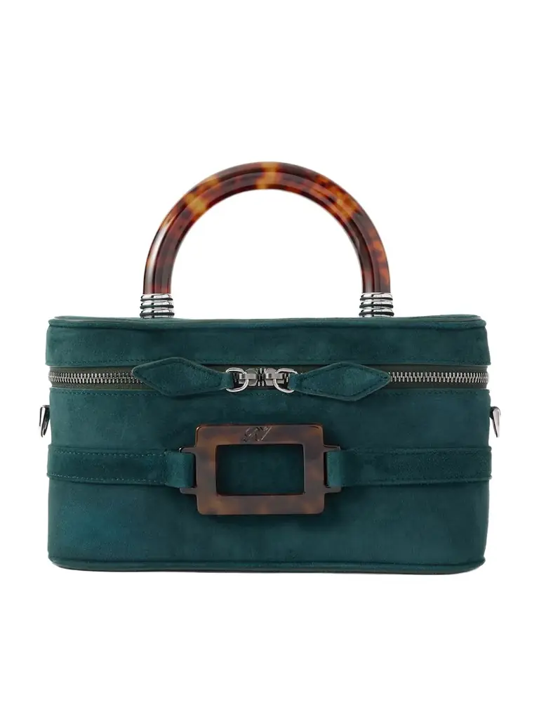 Roger Vivier Belle Vivier Vanity Mini Buckled Suede Clutch