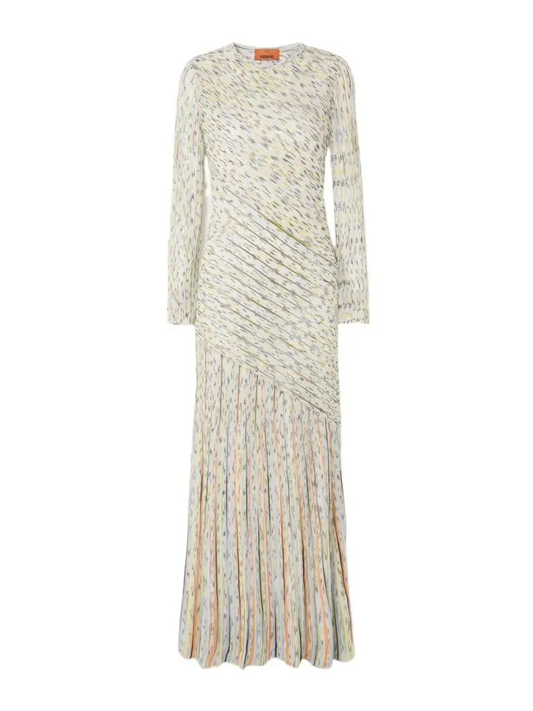 Missoni Draped Striped Sequined Ribbed-knit Maxi Dress