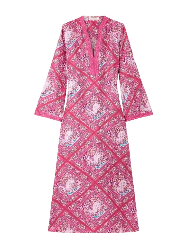 Emporio Sirenuse Jenna Printed Silk Kaftan