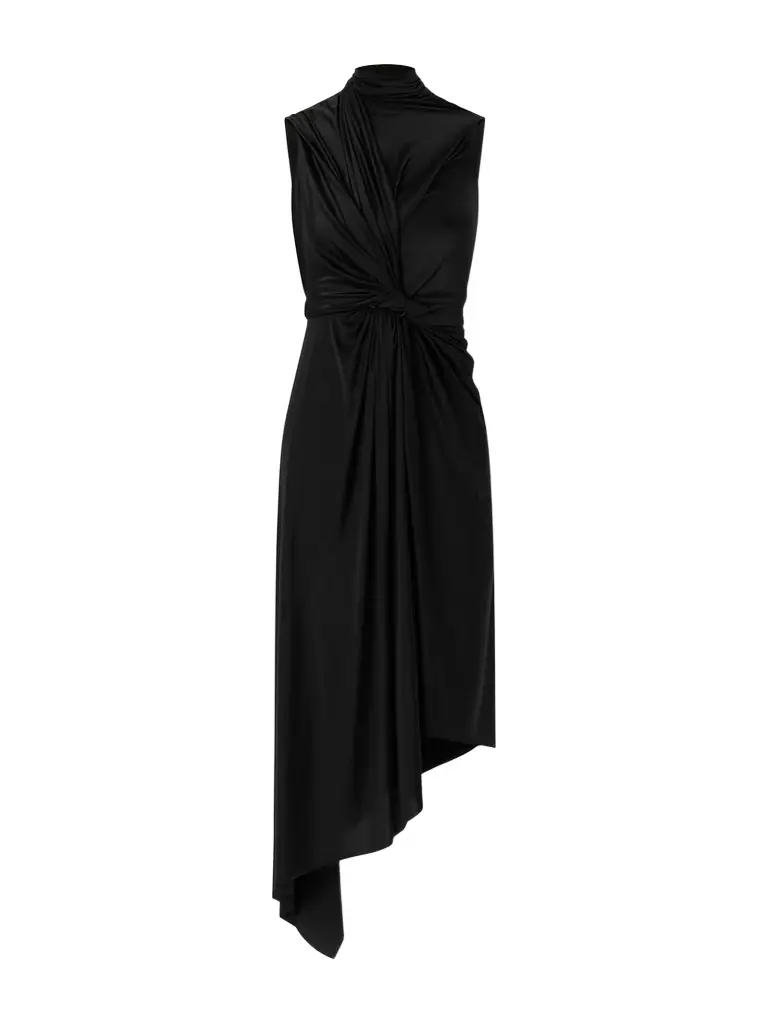 Balenciaga Asymmetric Draped Knotted Satin-jersey Dress