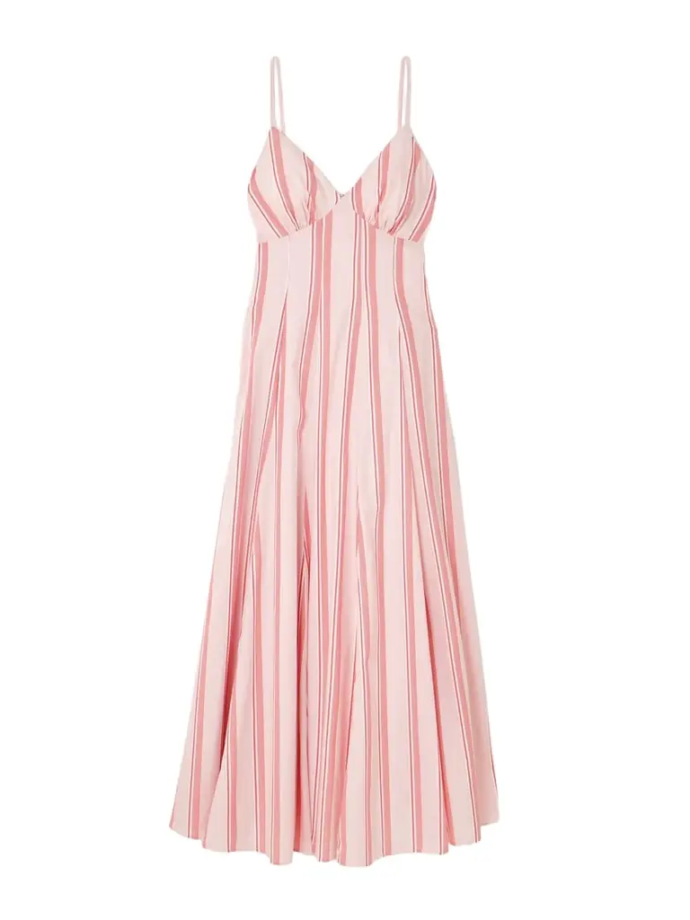 Rosie Assoulin Gathered Striped Cotton Midi Dress