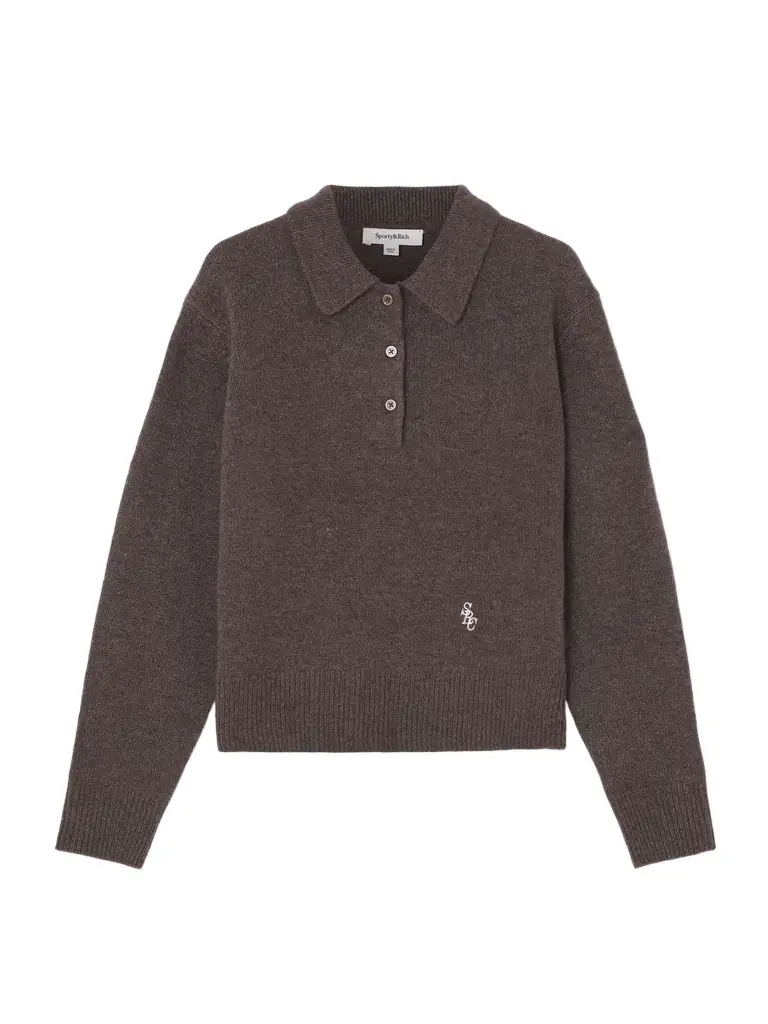Sporty & Rich Src Embroidered Cashmere And Wool-blend Polo Sweater