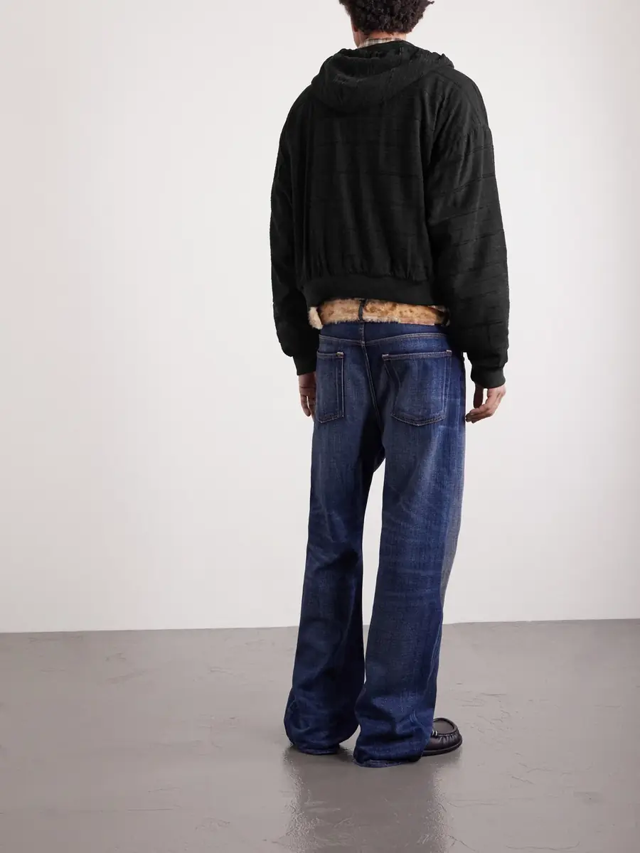 HOORSENBUHS ブラック ジャケット 424 HOORSENBUHS Cropped Embroidered Cotton Zip-Up Hoodie - Men