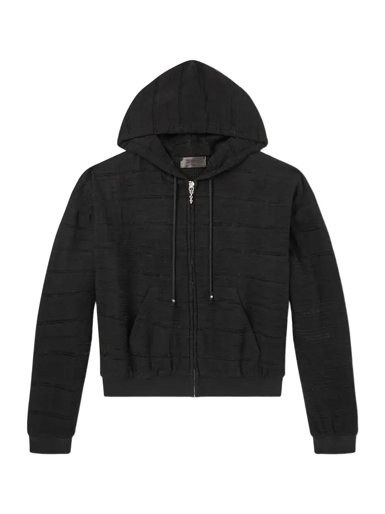 HOORSENBUHS Double-zip hoodie ホーセンブース 424 HOORSENBUHS Cropped Embroidered Cotton Zip-Up Hoodie - Men