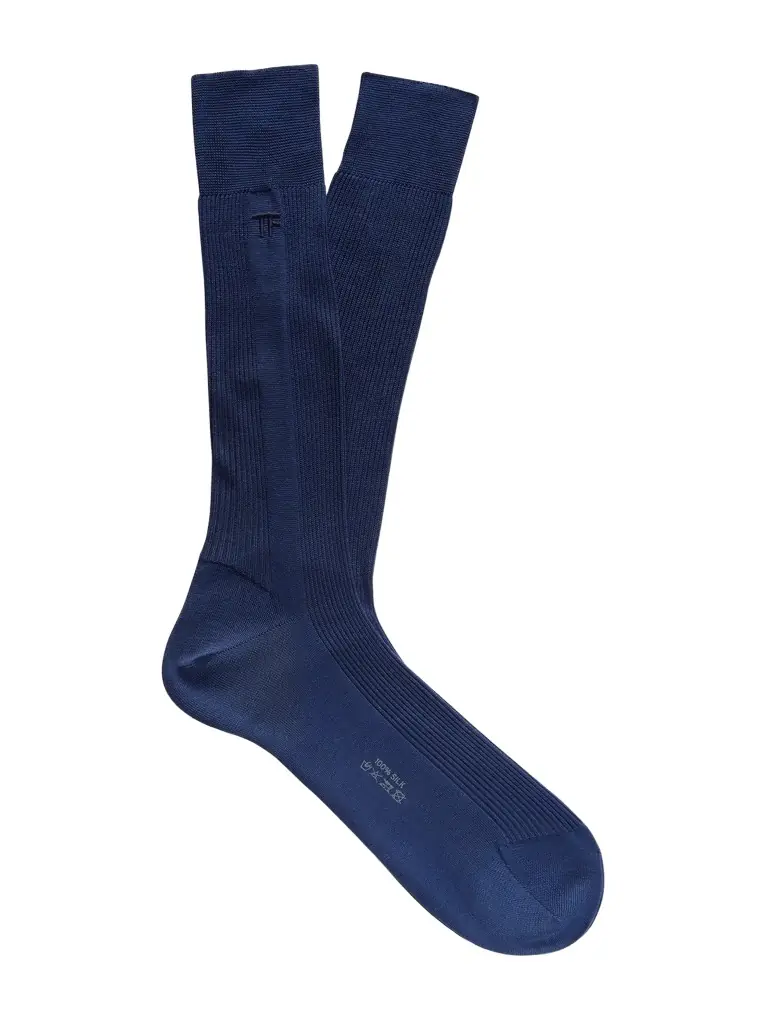 Tom Ford Logo-Embroidered Ribbed Silk Socks - Men