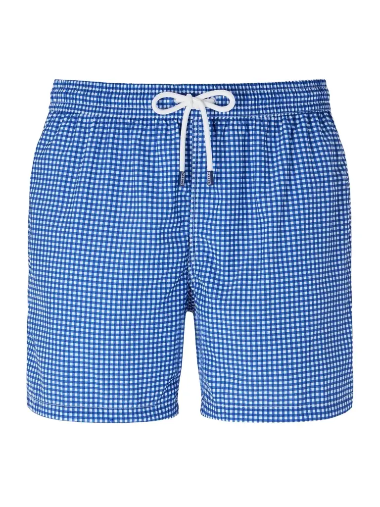 FEDELI Madeira Straight-Leg Mid-Length Gingham Seersucker Swim Shorts - Men