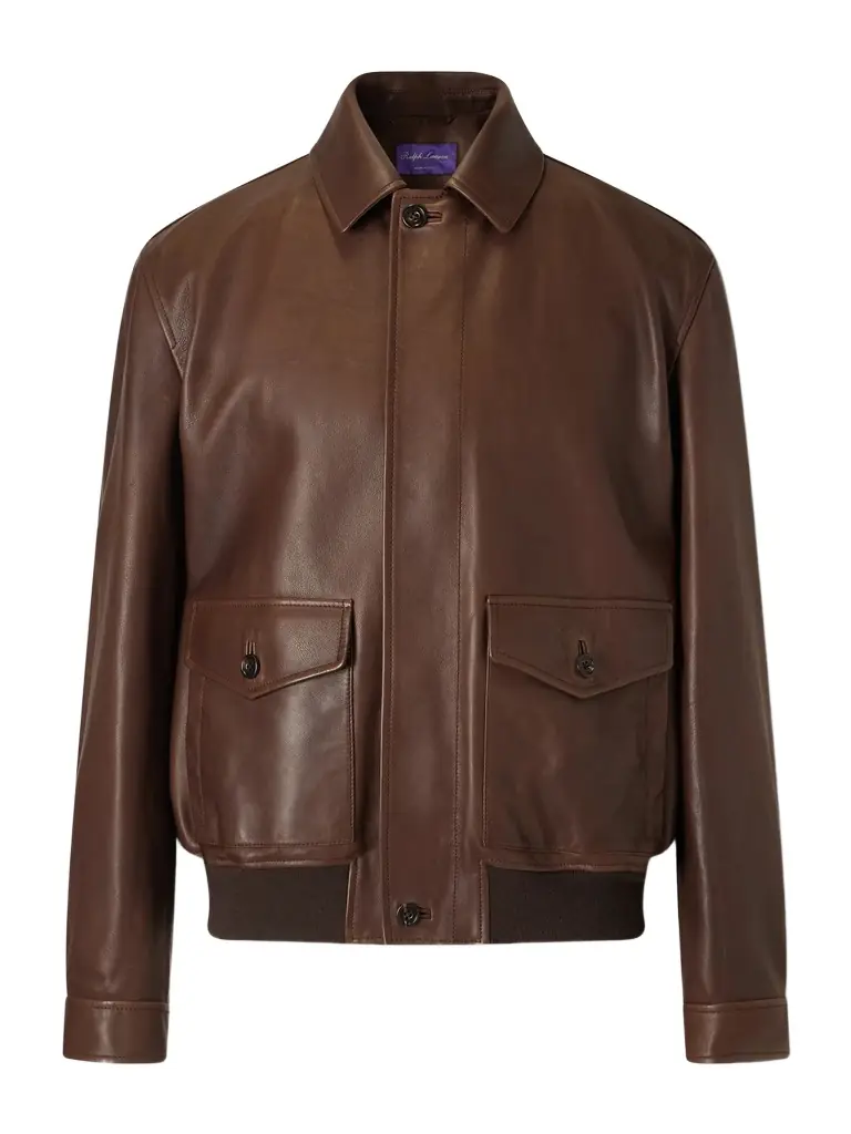 Ralph Lauren Purple Label Leather Bomber Jacket - Men