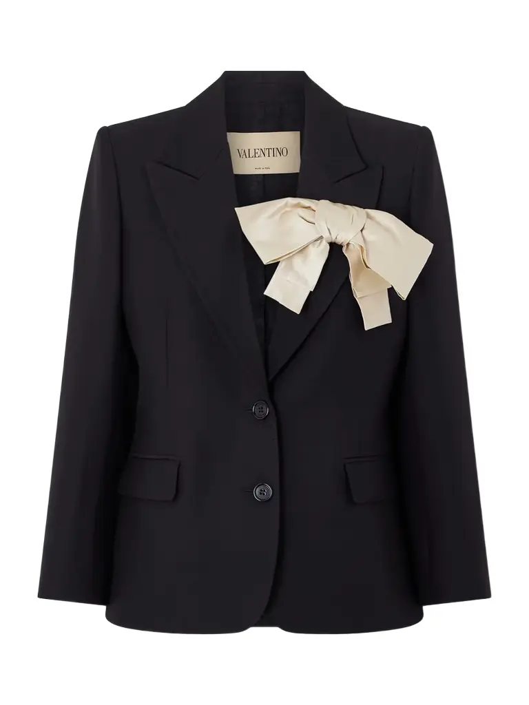 Valentino Garavani Bow-embellished Wool And Silk-blend Crepe Blazer