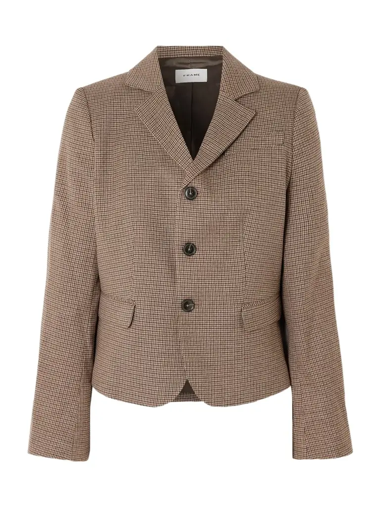 Frame The Plaid Riding Houndstooth Tweed Blazer