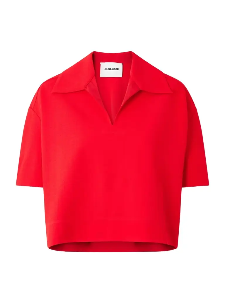 Jil Sander Cropped Crepe Polo Shirt