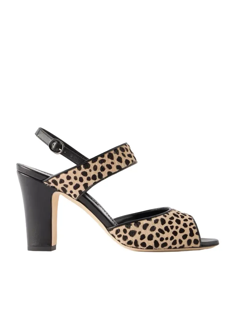 Manolo Blahnik Khikobi 90 Leopard-print Calf-hair Slingback Sandals