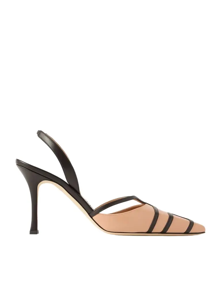 Manolo Blahnik Sarto 90 Two-tone Leather Slingback Pumps