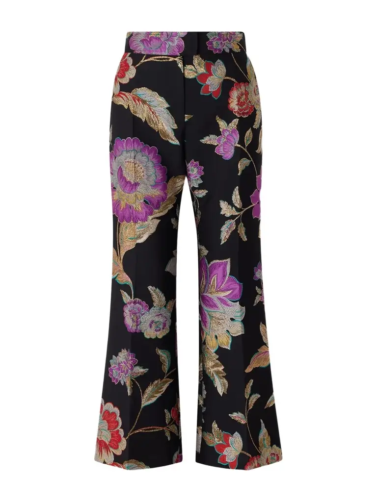 Valentino Garavani Floral-brocade Wool-blend Straight-leg Pants