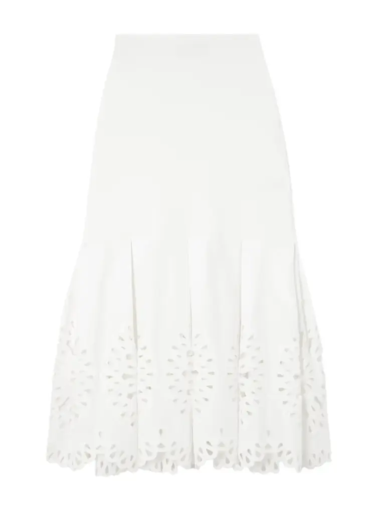Simkhai Cotton-blend Guipure Lace And Knitted Midi Skirt