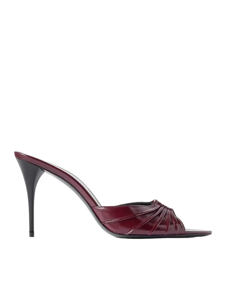 Saint Laurent Babylone Embellished Gathered Patent-leather Mules