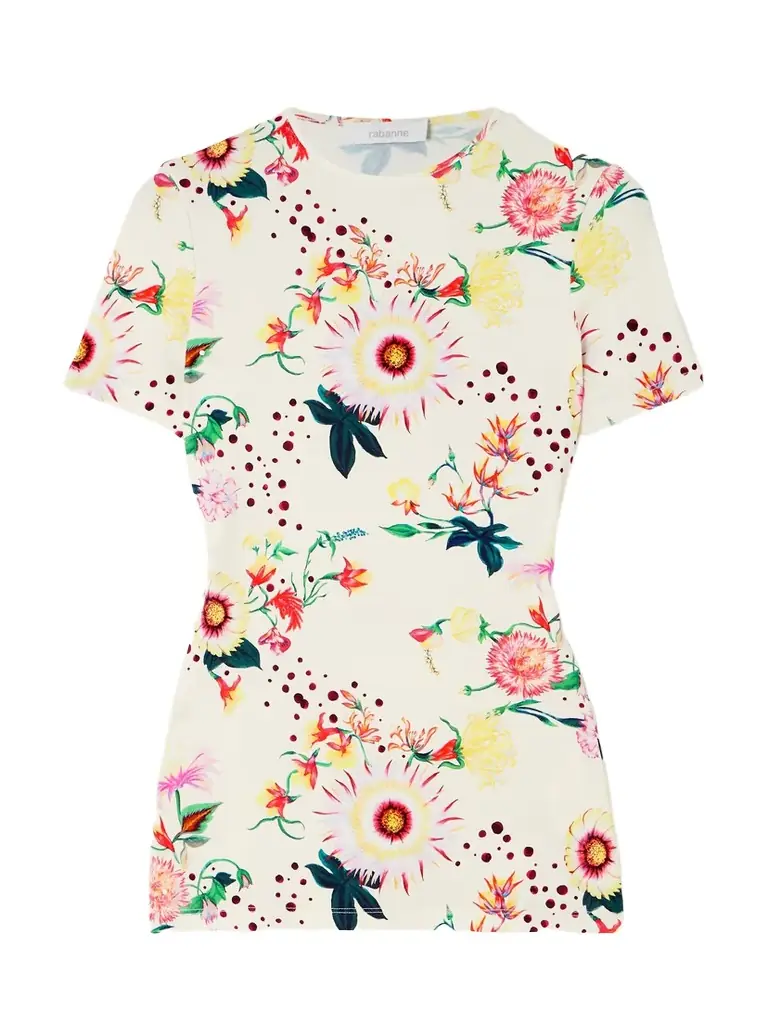 Rabanne Floral-print Jersey T-shirt