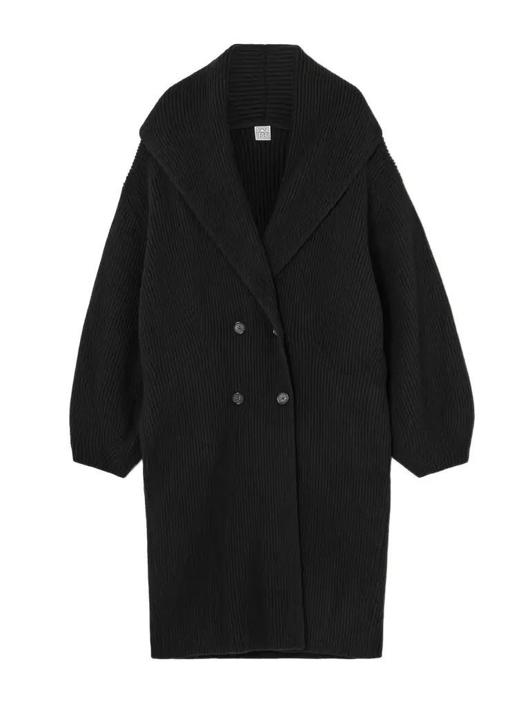 TOTEME Double-breasted Ribbed Wool Cardigan