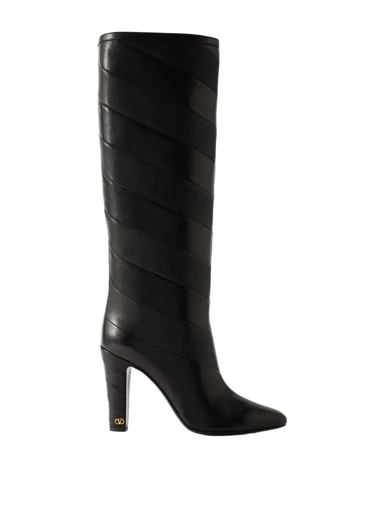 Valentino Garavani Rayons 100 Paneled Leather Knee Boots