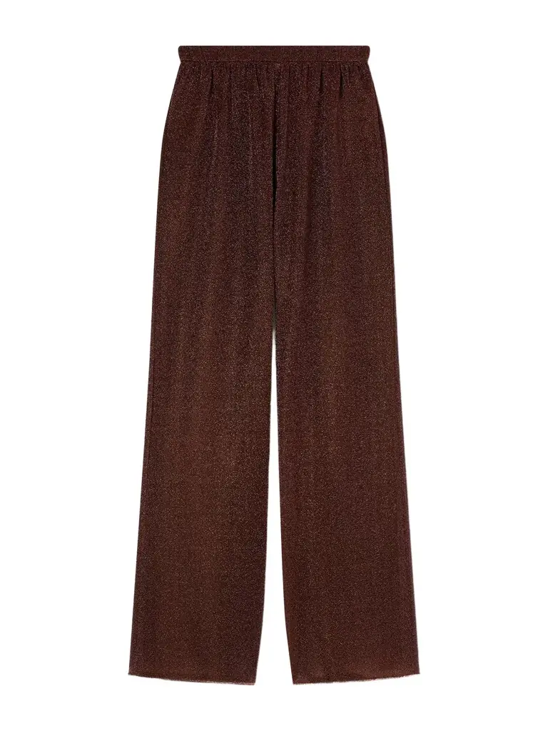 Oséree Lumière Metallic Stretch-knit Wide-leg Pants